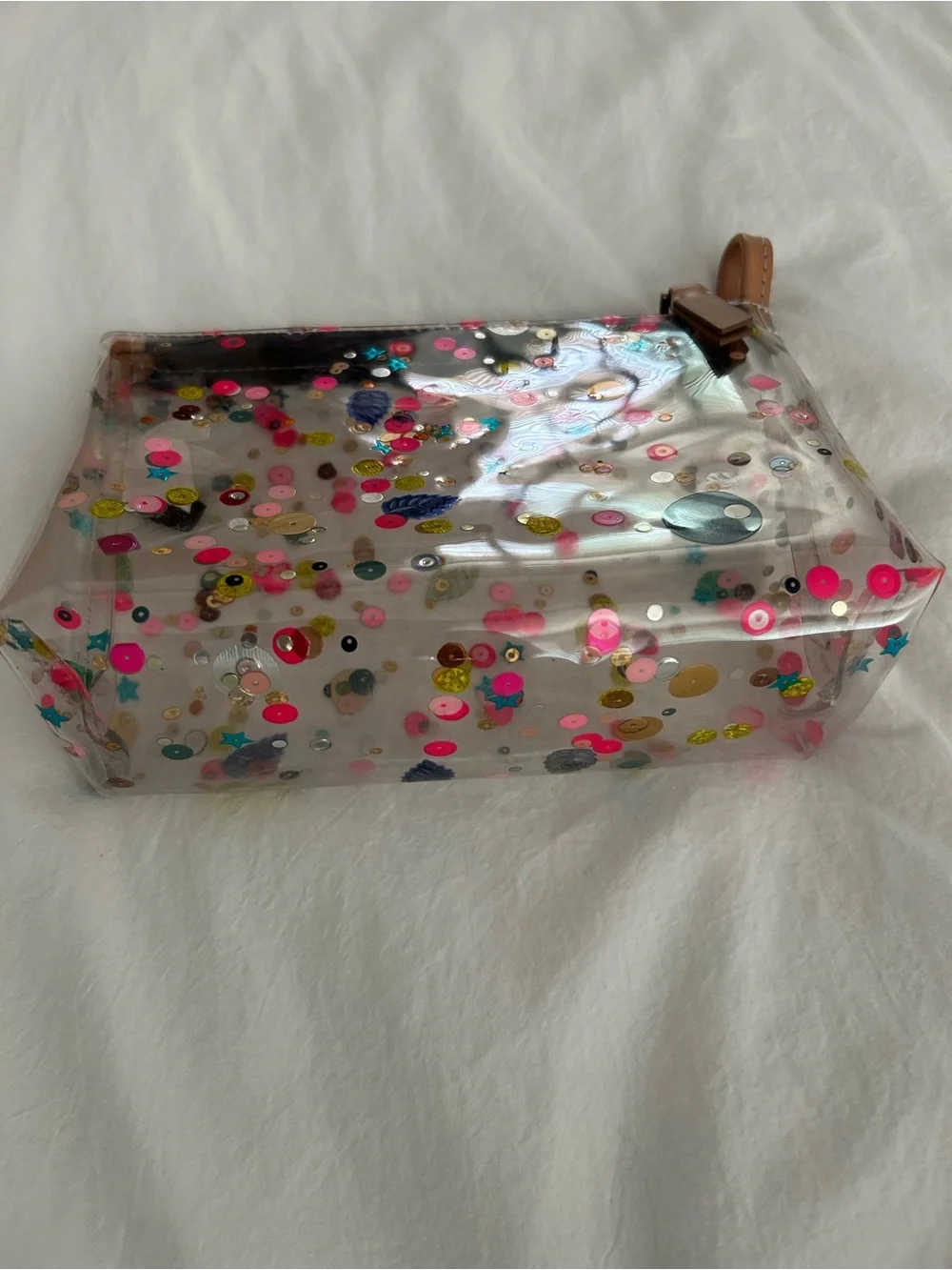 J Crew. Clear Sequined Cosmetic Pouch